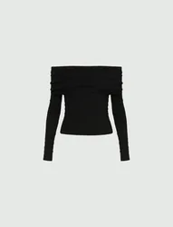 Maglia con scollo ad anello donna nero