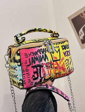 Bolso de mano y bandolera de moda con diseño de graffiti de primavera y alta capacidad para mujer, pequeño y ligero