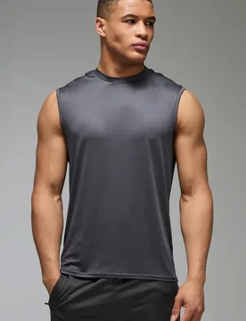Herren Herren Active Regular Leichtes Essential Gym Tanktop Top Charcoal Größe Medium - boohooMAN - FashionsVida