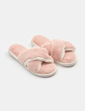 Pantofole in eco pelliccia - rosa pastello
