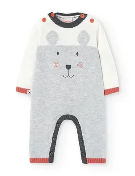 Boboli Pelele à Manches Longues Knitted Play Grey 6 Mois Garçon - BÒBOLI - FashionsVida