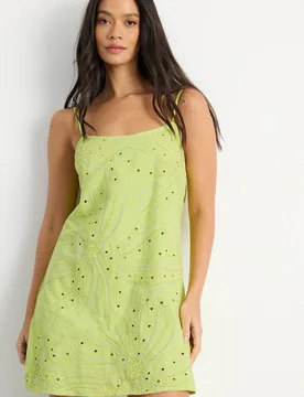Women's Beaded Embroidered Slip Mini Dress in Lime Size: 16 - Lime - Size: 16 - Warehouse - FashionsVida