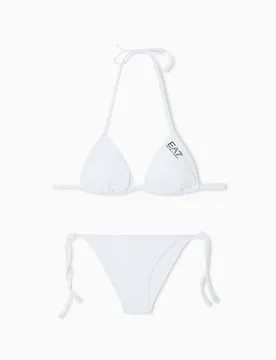 Bikini bianco con reggiseno a triangolo e slip con laccetti regolabili - EA7 Mare - FashionsVida