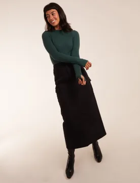 Womens Pocket Maxi Skirt - Black - Size 10 Uk - Blue Vanilla - FashionsVida