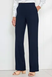 Wide Leg Occasion Trousers - Navy - Size: 8L