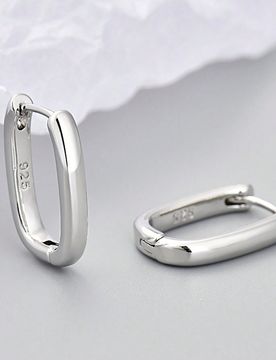 Par de pendientes de plata de ley 925 con forma de U de 13-15 mm de brillo, estilo minimalista y casual, regalo de joyería de alta calidad para mujer