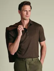 Pure Linen Polo Shirt Chocolate male