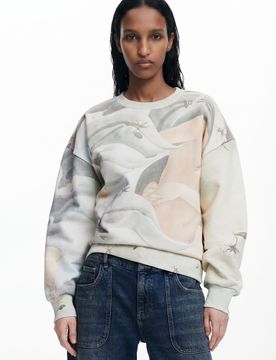Sudadera estampado Arty, Mujer, Blanco, S