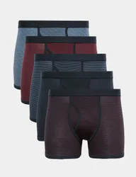 Pack Cotton Stretch Striped Trunks Burgundy Mix male
