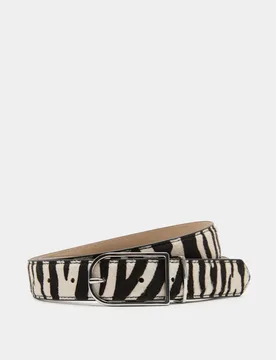 Hair On Leather Blend Animal Print Jeans Belt Black Mix female - M&S - FashionsVida