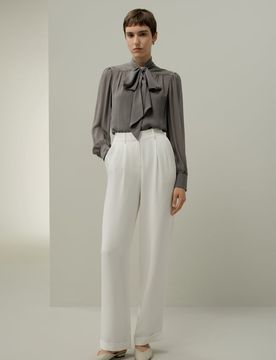 Blusa Jasmine Seta Elegante Camicetta Maniche Lunghe Papillon XL