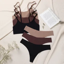 Sets de conjunto de lencería de sujetador y bragas sencillas invisibles