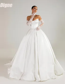  SoDigne A-line Satin Simple Wedding Dresses Sleeveless Bridal Dress Bride Gown without Gloves vestidos de novia Customized - Aliexpress - FashionsVida