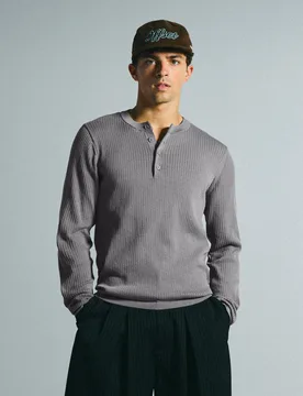 Pull En Maille À Col Tunisien Xl Gris - Bershka - FashionsVida