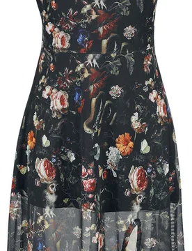 Gothic Kleid knielang - Night Garden Print Midi Dress - XS bis 4XL - für Damen - Größe L - multicolor - Frauen - female - Jawbreaker - FashionsVida