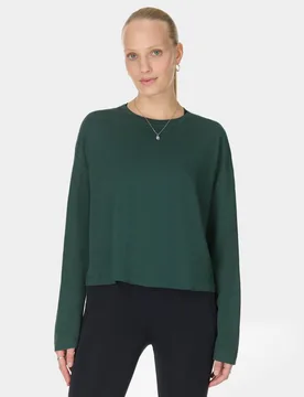 Essential Crew Neck Crop Top Dark Green female - Sweaty betty - FashionsVida