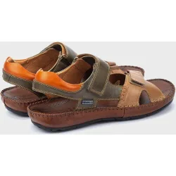 Sandalias de hombre de piel con plantilla acolchada y doble cierre adherente