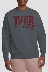 Unisex Thor Text Sweatshirt in Grey Size: XL - Grey - Size: XL
