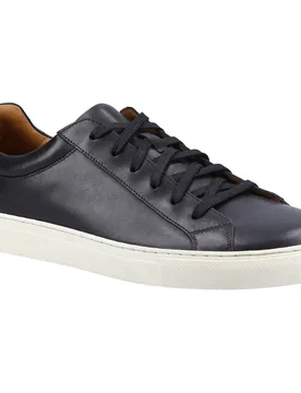 Colton Leather Mens Black Trainers - Size Uk 10 - Hush puppies - FashionsVida