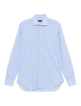 Camicia collo francese in cotone azzurro