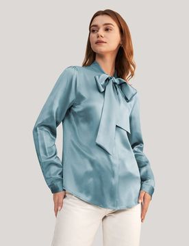 Bluse Seta Donna Papillon In Seta, Silhouette Elegante 100% Seta Pura Più Duraturo E Più Rispettoso Dell'Ambiente S