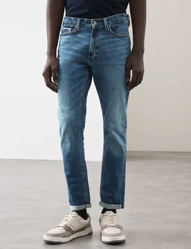 Slim Fit Japanese Selvedge Stretch Jeans Med Blue Denim male - Autograph - FashionsVida