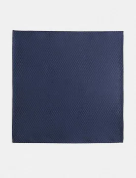 Textured Pure Silk Pocket Square Navy male - M&S SARTORIAL - FashionsVida