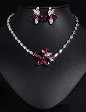 HIBRIDE Simple Unique Twinkle Jewellery Maple Leaf Necklace Earrings 2 Pcs Set Party Prom Travel Dress Gift Wedding S-799 - Aliexpress - FashionsVida