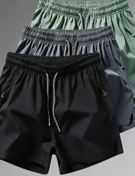 Piezas Pantalones cortos deportivos con cordón en la cintura para hombres, adecuados para uso casual, deportes, correr, fitness en verano - Shein - FashionsVida