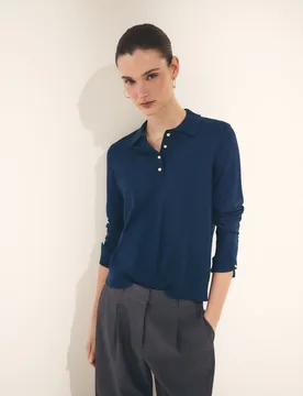 Jersey de mujer cuello polo botones grandes - Woman El Corte Inglés - FashionsVida