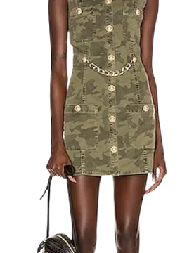 Camouflage Button Front Dress - Balmain - FashionsVida
