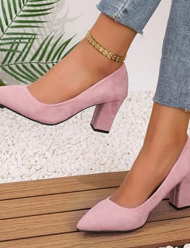 Tacones negros de punta fina y tacón ancho para mujer, zapatos formales y versátiles para el trabajo, elegantes, con tacones gruesos - Shein - FashionsVida