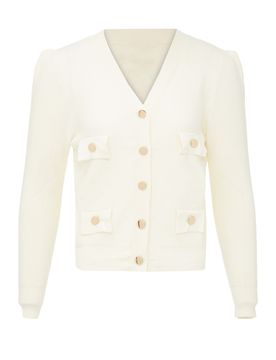 NALLY Cárdigan oro / blanco lana