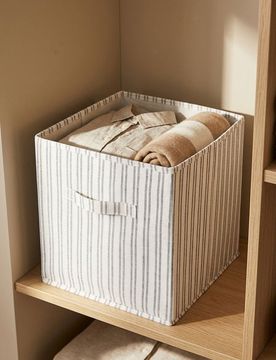 Scatola contenitore pieghevole a righe - grigio chiaro