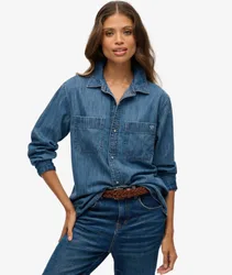 Superdry Damen Denim OverGröße-hemd Blue - Größe: 36