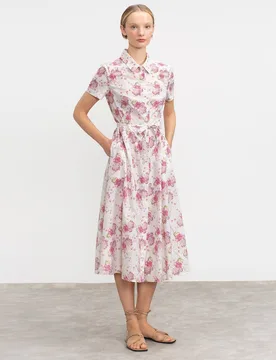 Vestido midi de manga corta - Lasserre - FashionsVida