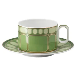 Tazza da tè con piattino Signum, Porcellana, Verde OS