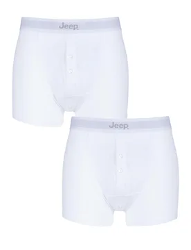Pack White Cotton Plain Fitted Button Front Trunk Boxer Shorts Men's Medium - - White - Size: Medium - Jeep - FashionsVida