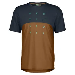 Maglia A Maniche Corte Trail Flow Dri Dark Blue / Bread Brown