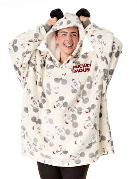 Women's Mickey Mouse Blanket Hoodie Beige Official Merch - Beige - Size: One Size - Disney - FashionsVida