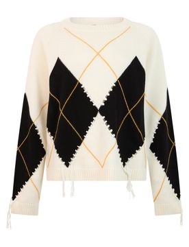 Diamond Pattern Sweater with Cropped Fit