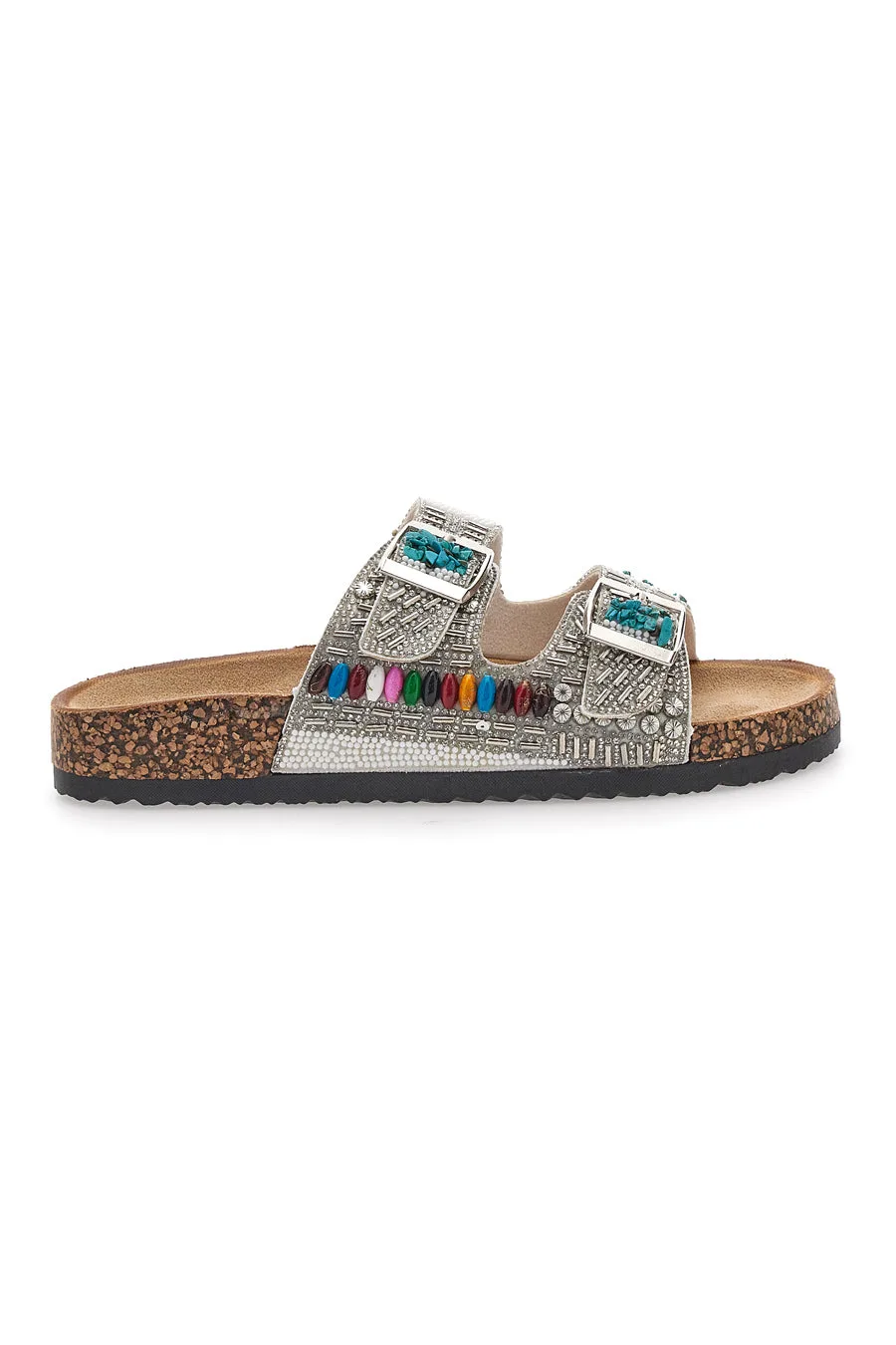 Ciabatte bianche con fibbie e perline 14177 37 - PRIMA RIGA - FashionsVida