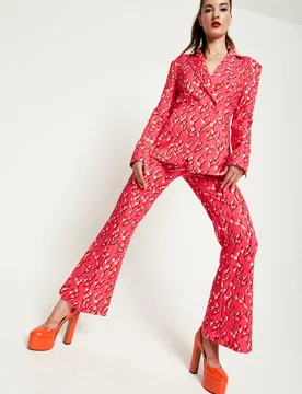 Women's Pink Flame Clashing Colours Blazer Size: 14 - Pink - Size: 14 - House of Holland - FashionsVida