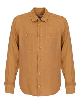Camicia Effetto Lino Marrone
