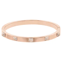 Bracciale rigido Dextera, Pavé, Bianco, Finitura oro rosa 18K L