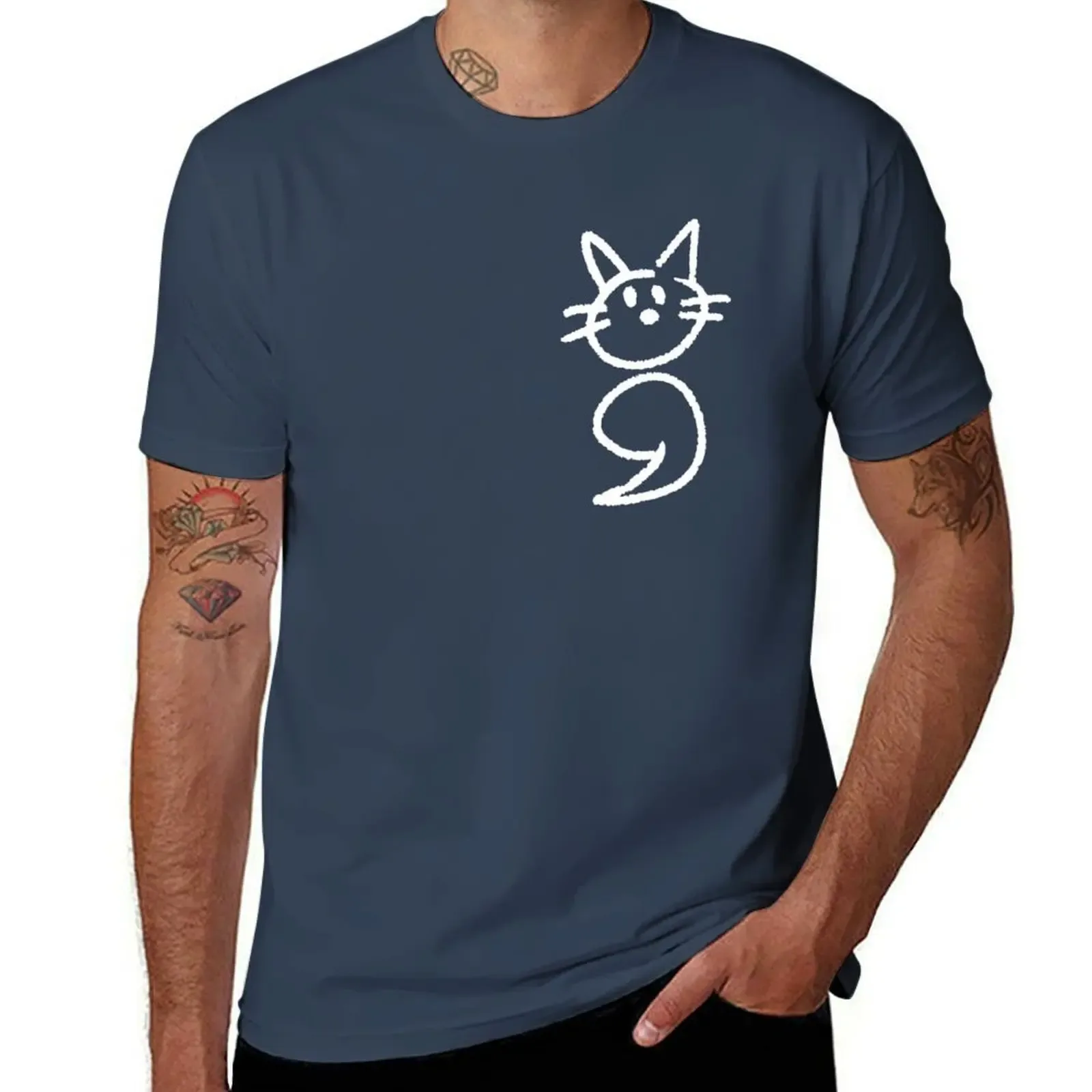 White) (old Semicolon version, Cat T-Shirt Classic Graphic Short Sleeve Top - Aliexpress - FashionsVida