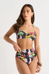 Women's Multi Tropical Floral Twist Front Bikini Top Size: 16 - Multicolor - Size: 16