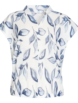 Blusenshirt „Leinenoptik“ blau weiss XXL Damen - wedolina - FashionsVida