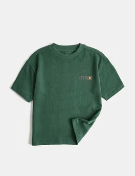 Pure Cotton Textured Graphic T-Shirt (2-8 Yrs) Green male - M&S - FashionsVida