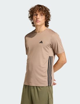 WORKOUT ESSENTIALS BASE 3-STRIPES T-SHIRT L Chalky Brown / Black